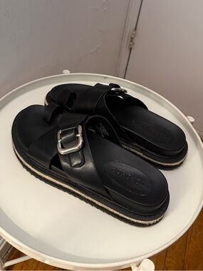 Topshop Black Buckle Slide Sandals